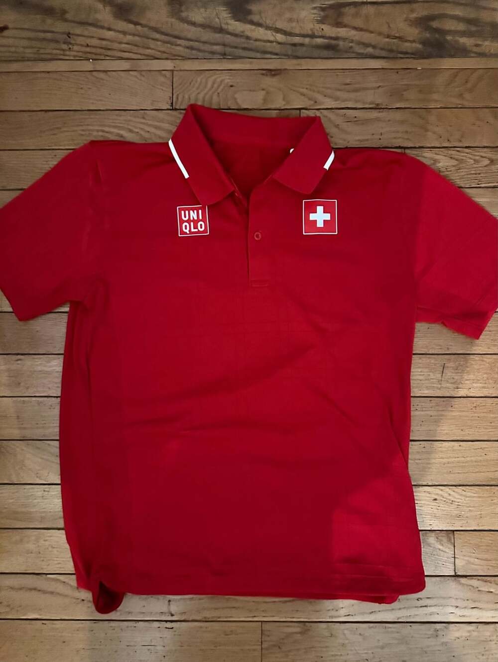 Uniqlo Roger Federer 2021 Olympic Swiss Dry-EX Red Polo Shirt